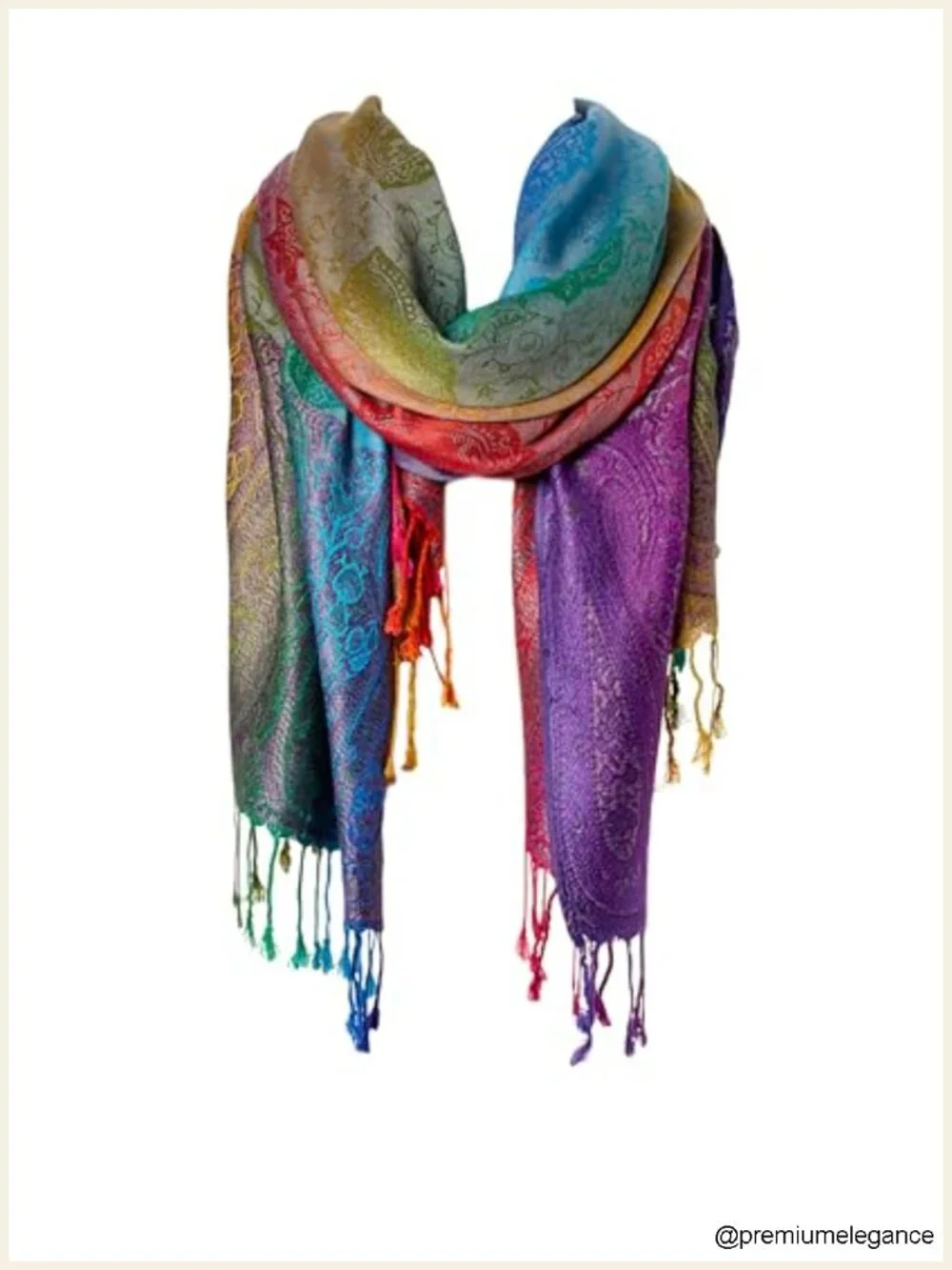 Silk Scarf Luxury Satin Shawl Wrap Fringed Floral